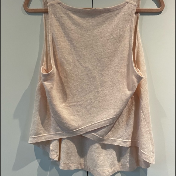 Revolve- A.L.C. Shell pink cross back 100% linen tank top - Picture 2 of 4